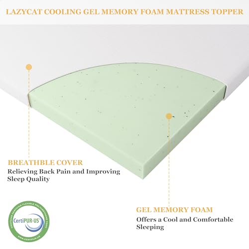 3 Inch Twin XL Cooling Gel Memory Foam Mattress Topper with Washable Cover Q50073