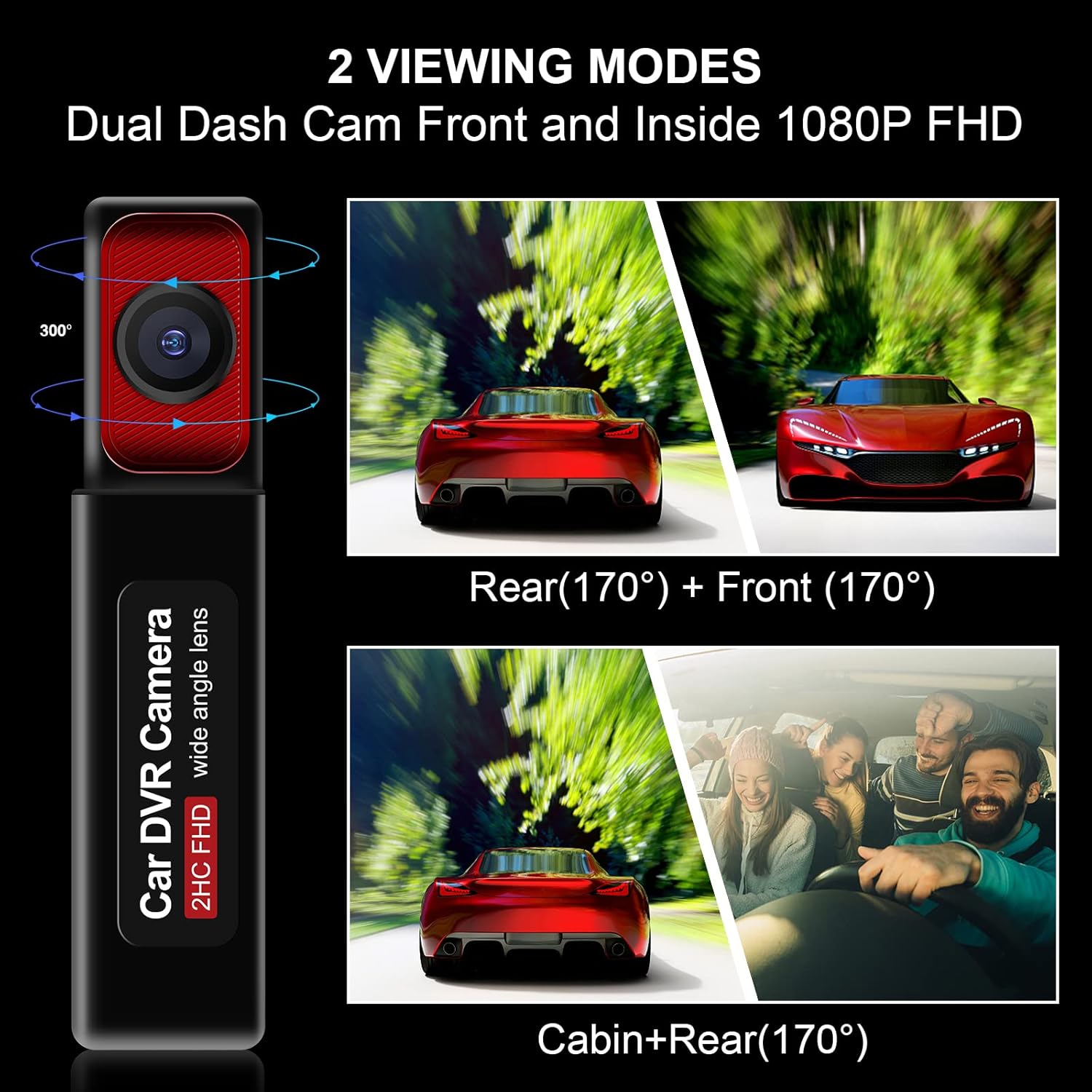Dash Cam Front and Rear, 2.5K Dual Car Camera Recorder with Night Vision, 3" Screen, 170° Wide Angle Z5708