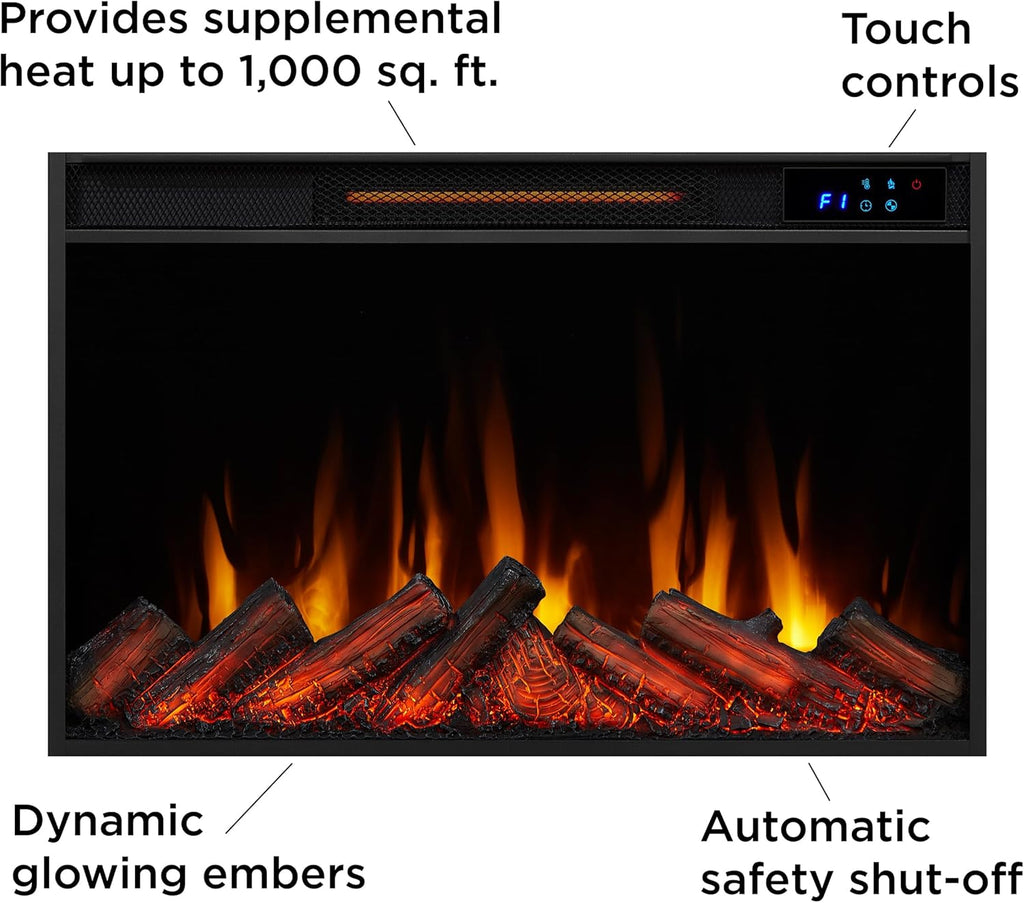Slim Electric Fireplace with Mantel, Remote Control, White J14823