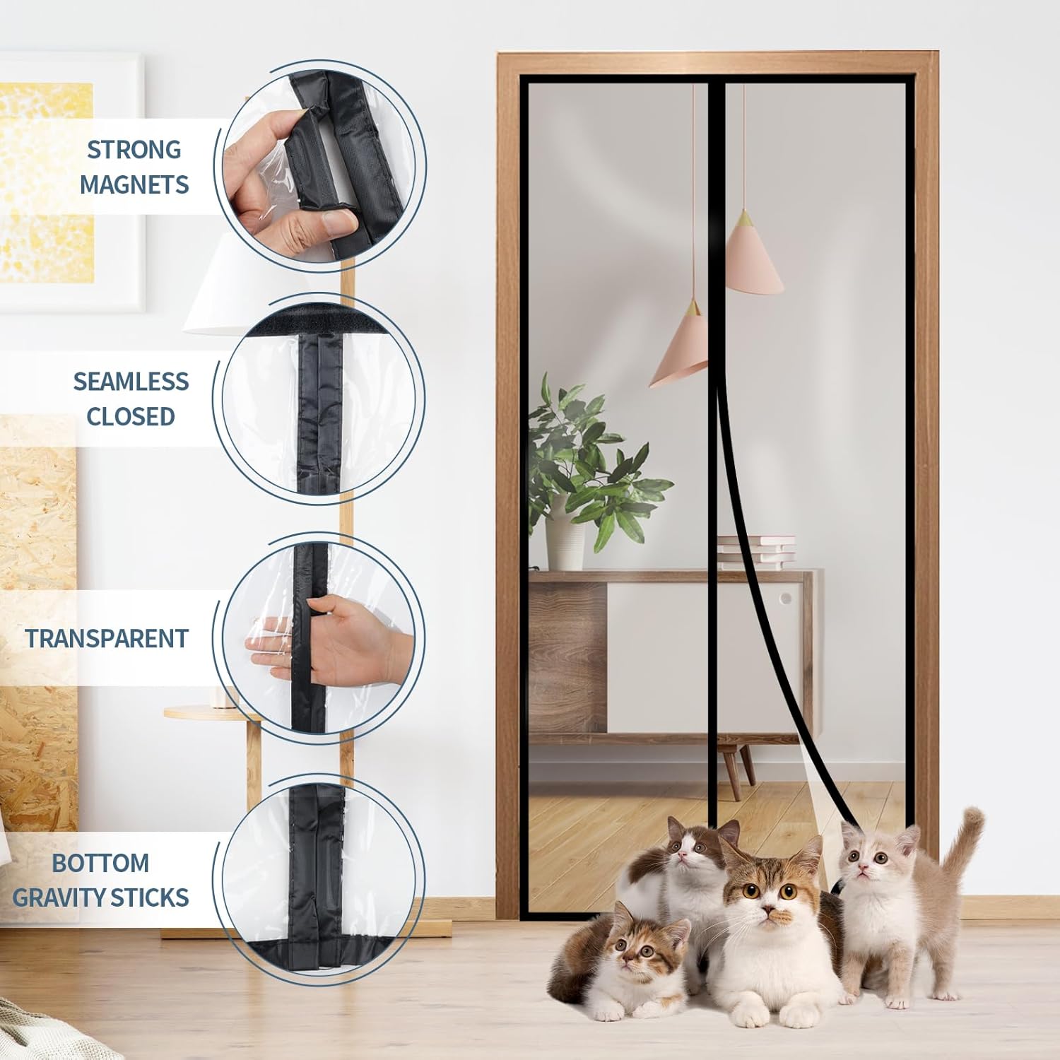 Transparent Insulated Door Curtain Magnetic Thermal Screen V688254