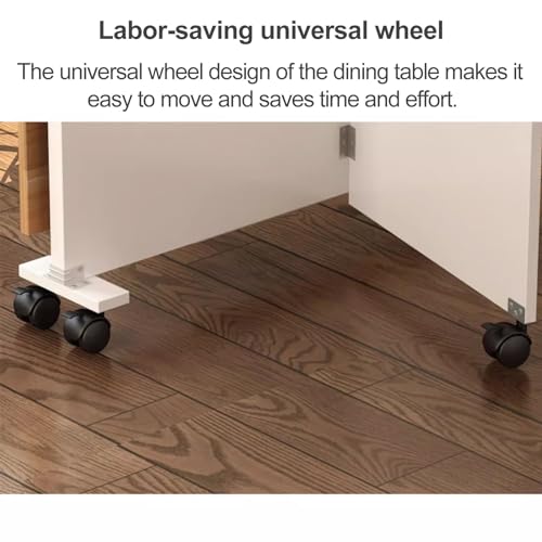 Folding Dining Table with Wheels, Extendable Drop Leaf Design L5118