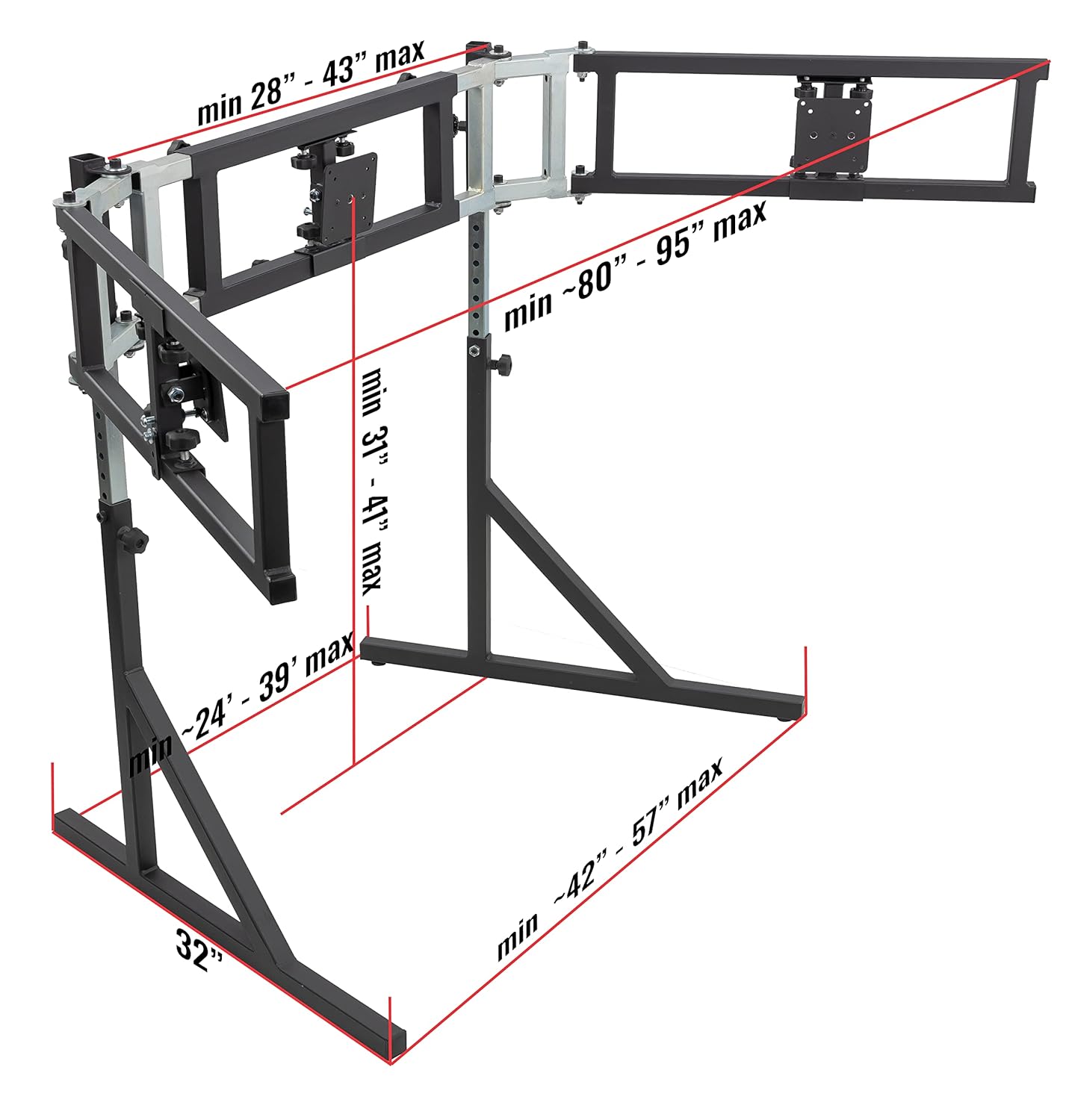 Triple Monitor Floor Stand for Racing and Flight Simulators, VESA Mount U746595