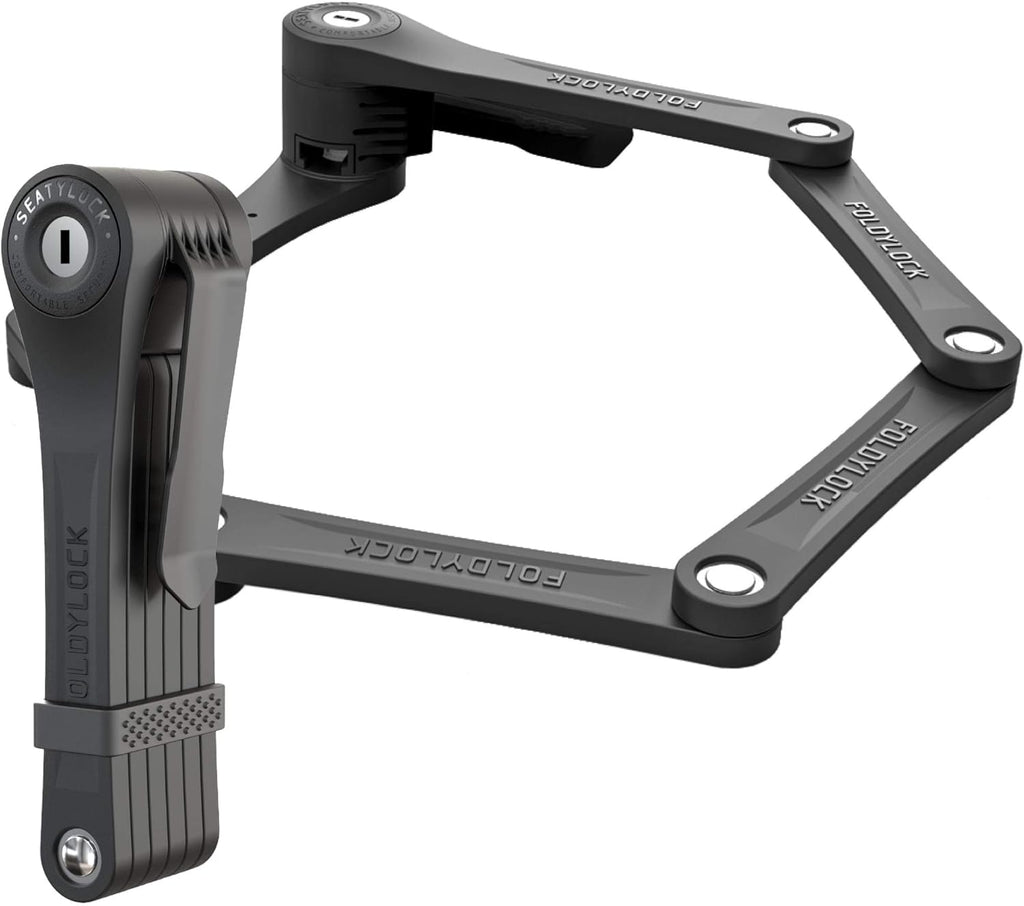FoldyLock Clipster Folding Bike Lock - Award Winning Wearable Compact Bicycle Lock - Ultra Sleek Lightweight Smart Bike Security Accessory with Key Set for Bikes E Bikes and Scooters Pack of 2