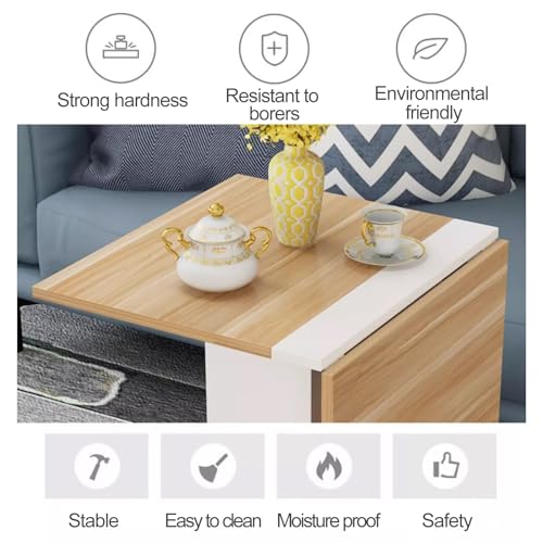 Folding Dining Table with Wheels, Extendable Drop Leaf Design L5118