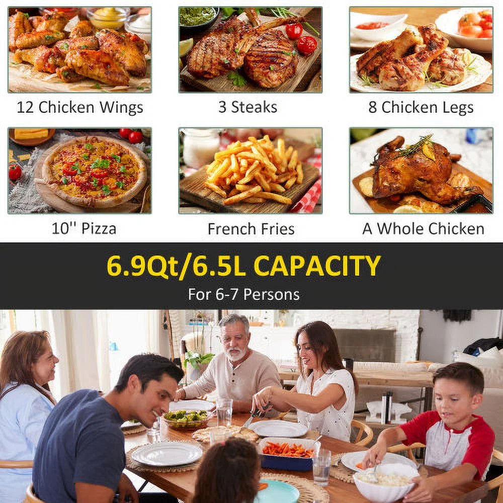 6.9 Quart Digital Air Fryer with Digital Display, Adjustable Temperature and Timer Y27056