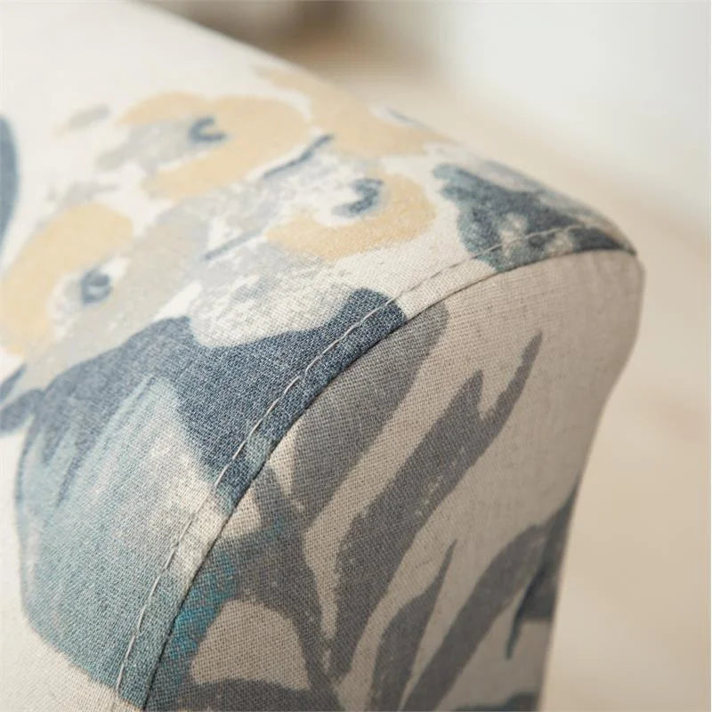 Blue Leaves Fabric Armless Accent Chair R383
