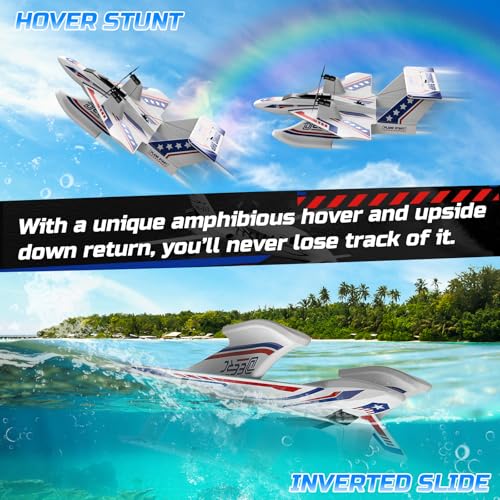 RC Plane for Water Land & Air, Amphibious Aircraft with 2 Batteries J78024