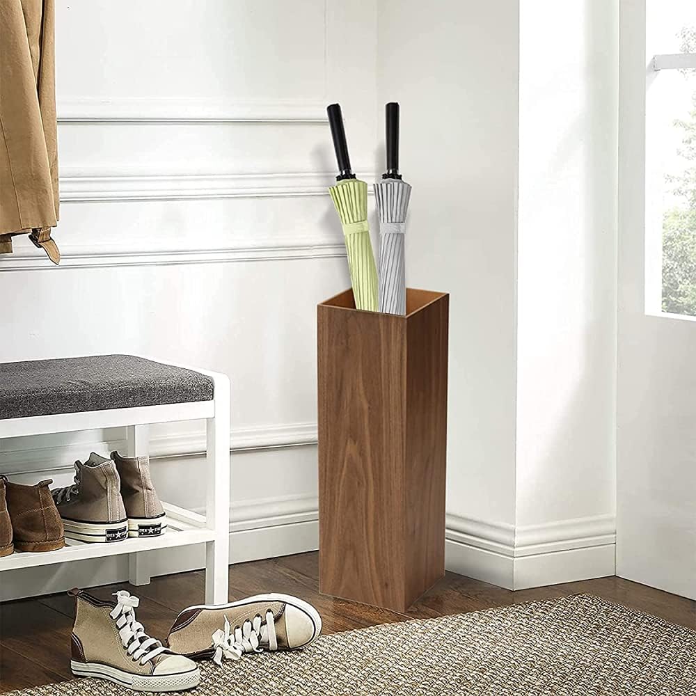Wooden Umbrella Stand with Drip Tray for Entryway N375042