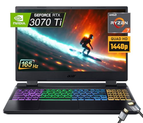 Acer Nitro 5 15.6" QHD 165 Hz IPS, AMD Ryzen 7 6800H 8-Core(Beat i9-11900H), NVIDIA GeForce RTX 3070 Ti 8G, Windows 11 Home, WiFi 6, HDMI, RGB Backlit Keyboard (64GB DDR5 RAM | 4TB PCIe SSD)