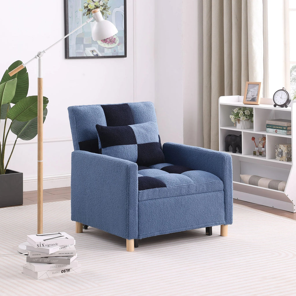 Zechuan Convertible Sleeper Sofa Chair Bed,Adjustable Chair with Pillow,Multi-Functional Sleeper Chair with Soft Teddy Fabric