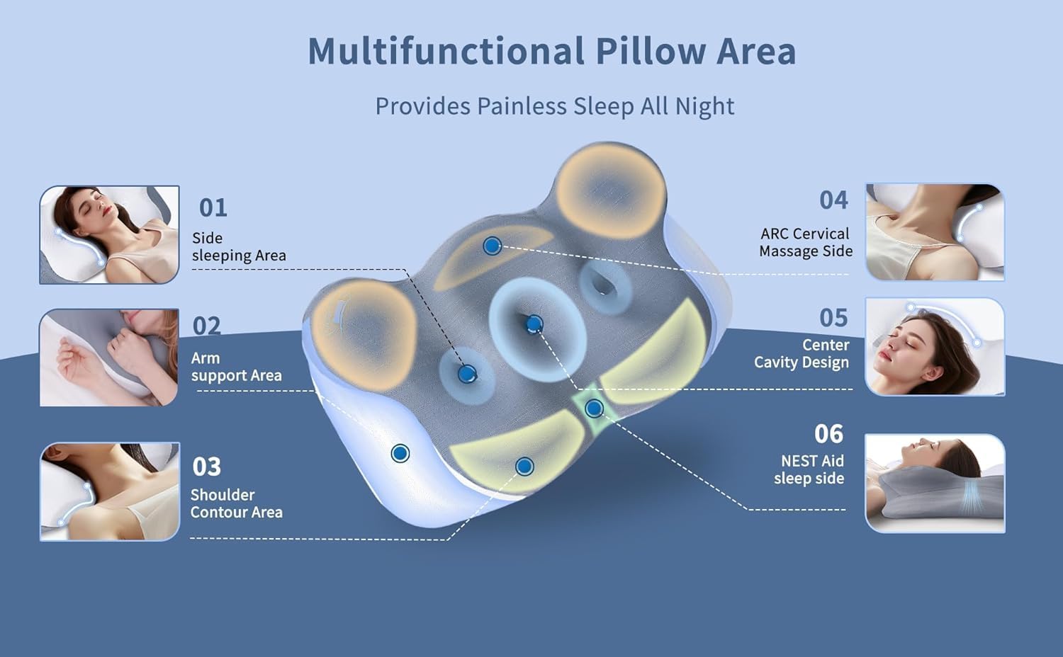 Cloud Contour Memory Foam Pillow with Pillowcase O40352