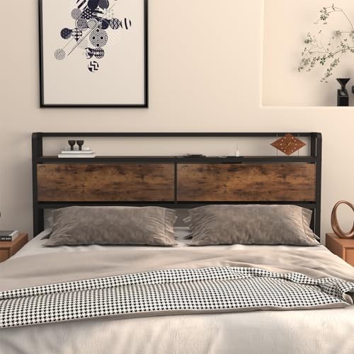 Queen Size Headboard with Storage and USB Lights W215
