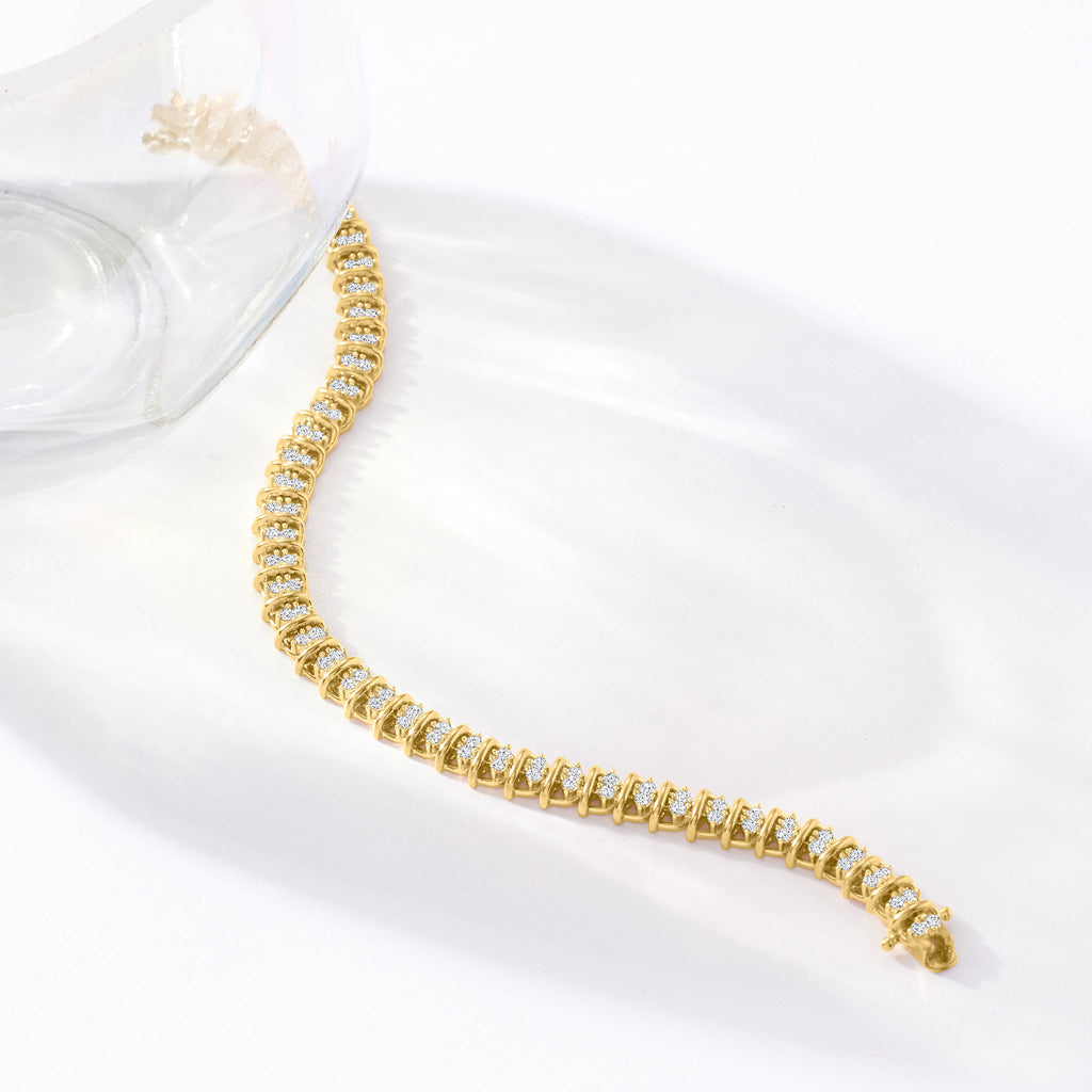 Diamond Swirl-Link Tennis Bracelet in 18kt Gold Over Sterling Q37545