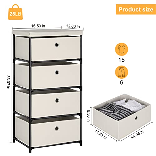 Fabric Storage Chest with 4 Drawers for Closet, Bedroom, Hallway I60023