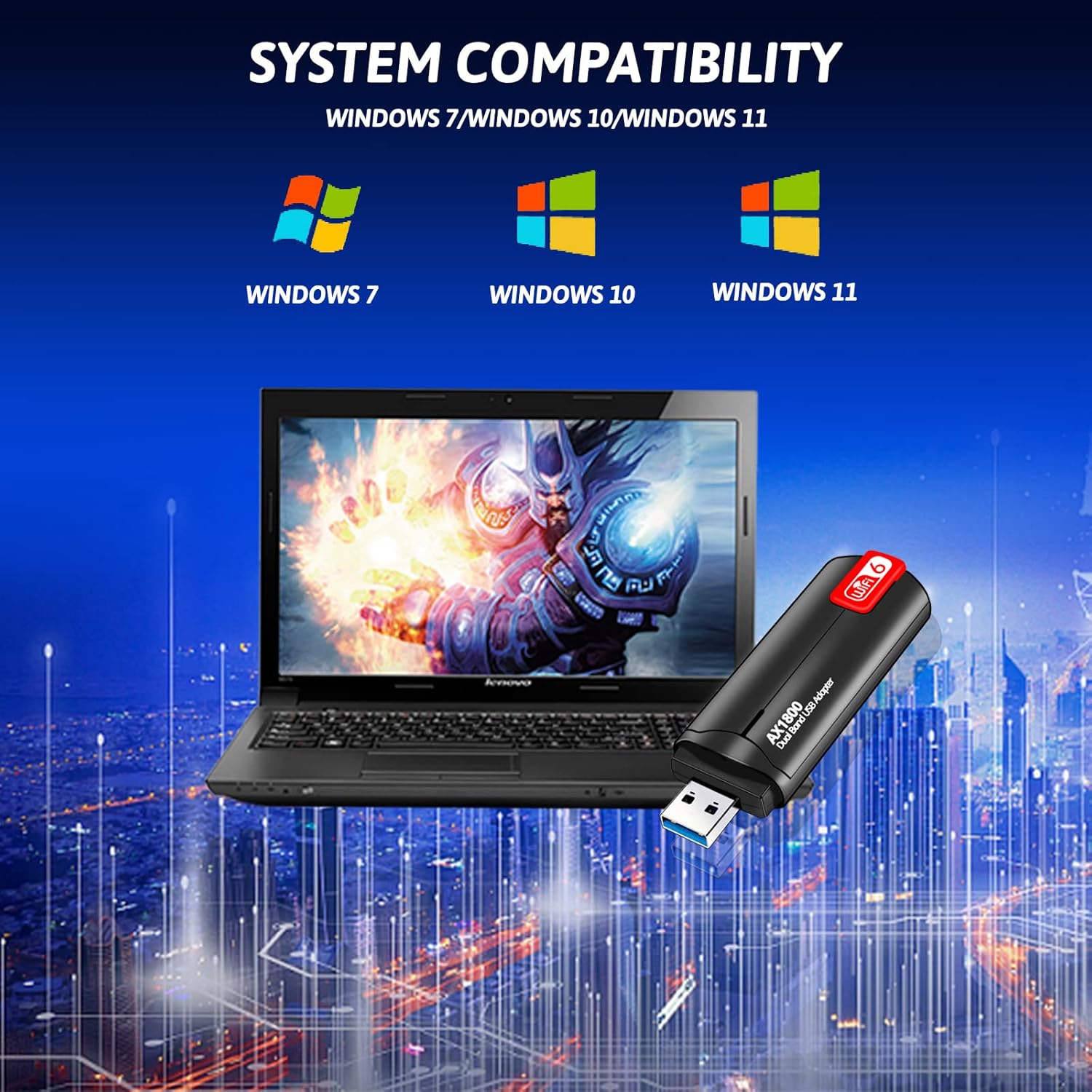 USB WiFi 6 Adapter for PC, AX1800 Dual Band, USB 3.0, 2-Pack F17768