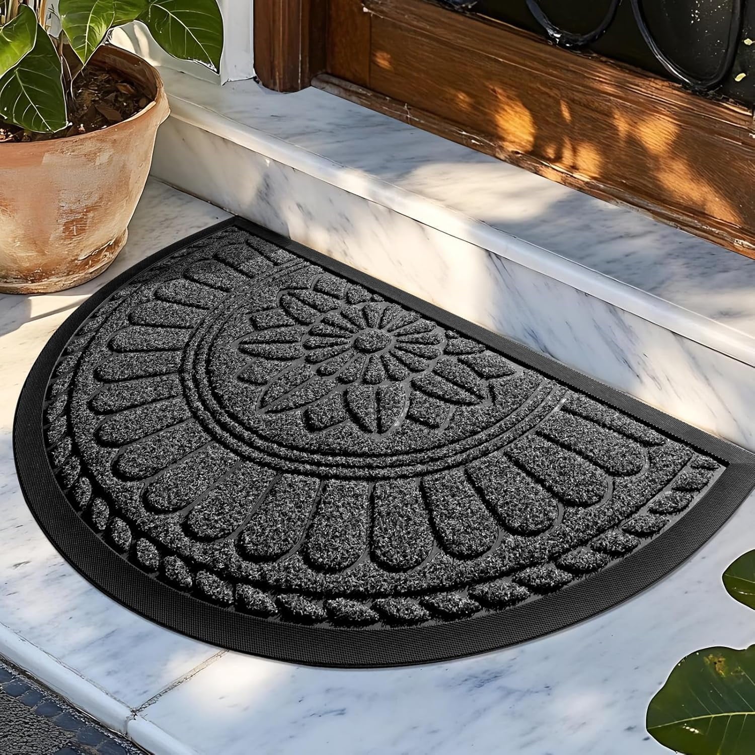Half Round Door Mat, Non-Slip Rubber, Low-Profile for High Traffic Areas U904450