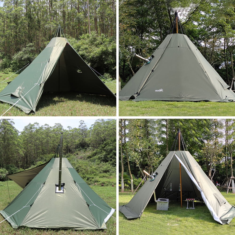 4 Season Waterproof Oxford Teepee Tent With Stove Jack for Camping Hiking B3124