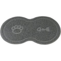 Waterproof Non-slip PVC Pet Feeding Mat with Paw Print &amp; Fishbone Design, Gray
