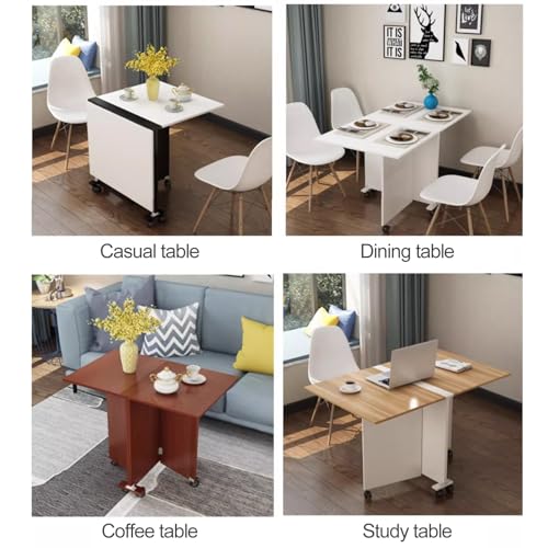 Folding Dining Table with Wheels, Extendable Drop Leaf Design L5118