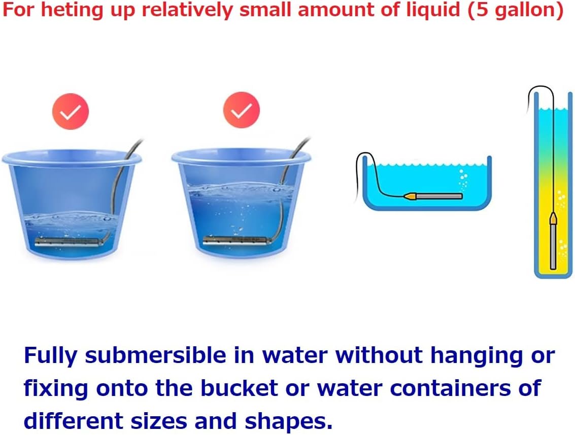 1000W Titanium Submersible Bucket Heater, Waterproof, Portable, 2-Pack J3235