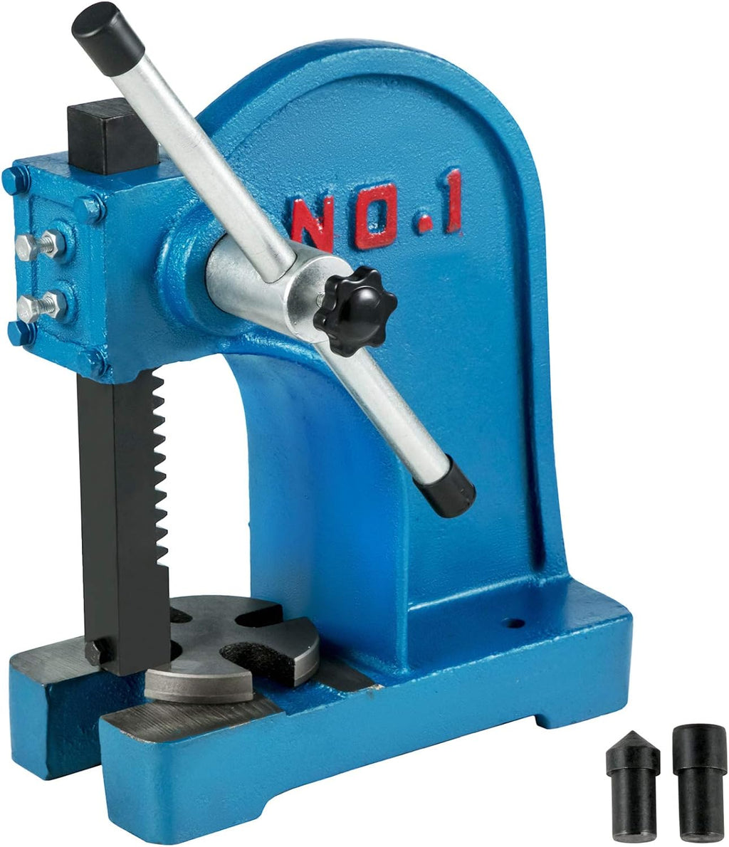 BestEquip Manual Arbor Press 1 Ton, Heavy Duty Arbor Press with 4-5/8 Inch Maximum Height, Manual Desktop Arbor Press Cast Iron Material, for Riveting Punching Holes