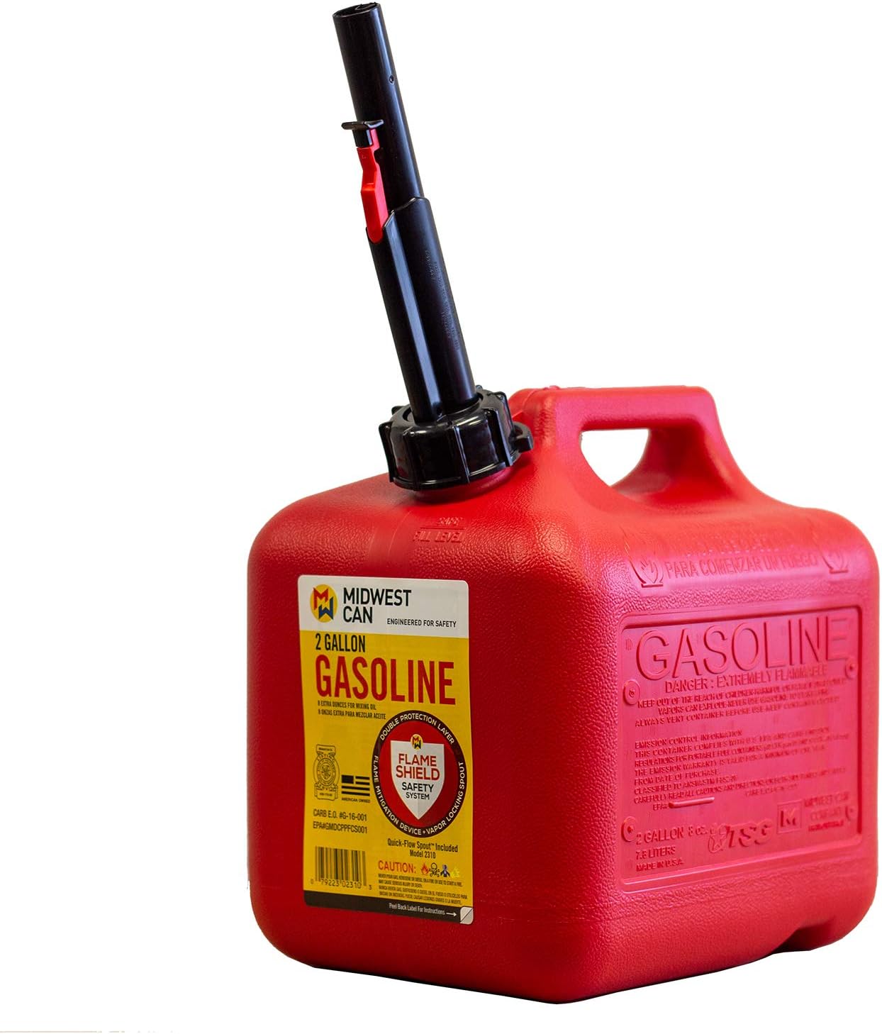 2 Gallon 8 oz. Gasoline Can with Quick-Flow Spout B5663