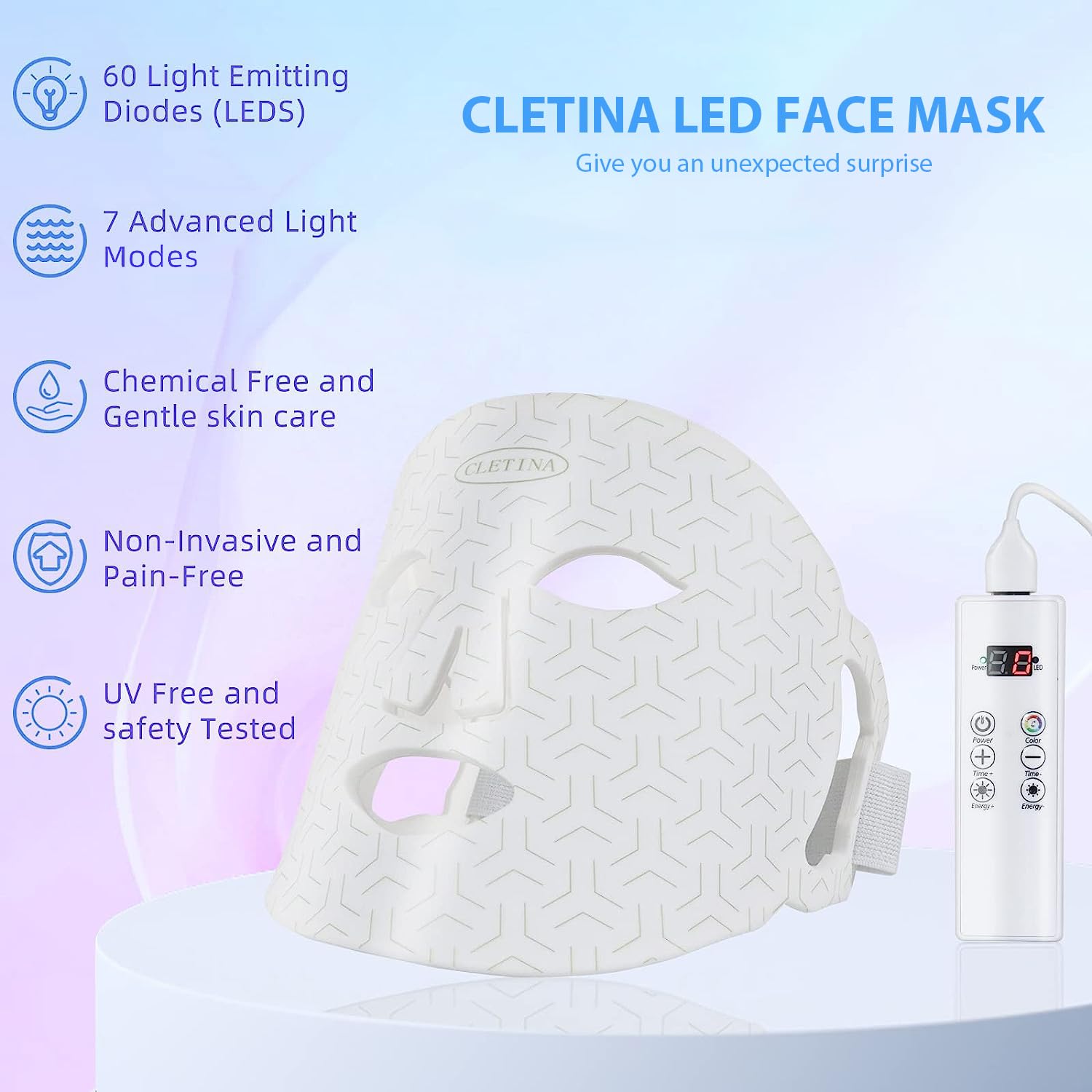 LED Face Mask, Rechargeable, Portable for Home and Travel U245141