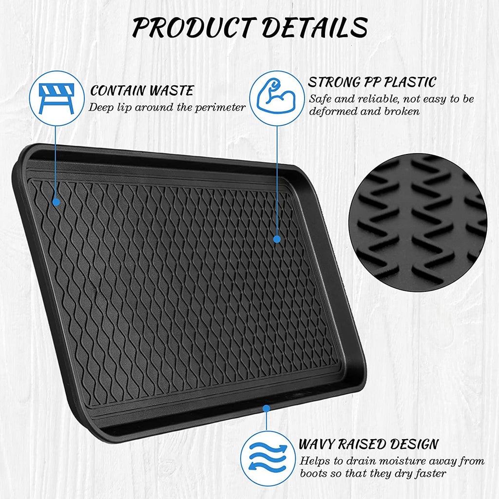 Shoe Tray for Entryway, Waterproof Boot Mat, Multi-Purpose Pet Feeding Tray, 24 x 16 x 1.2 Inch A863754