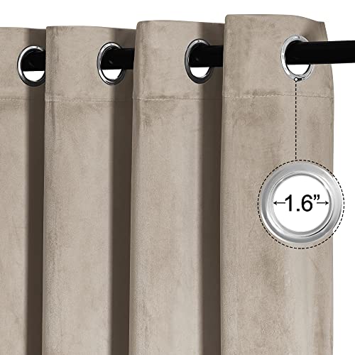 Grey Velvet Curtains 108 inch, Room Darkening Drapes for Bedroom Living Room, 2 Panels H4852