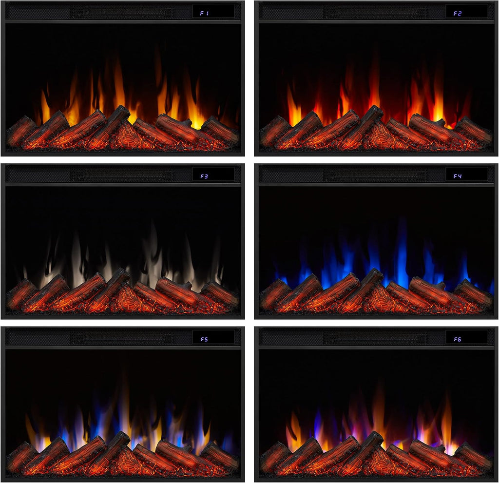 Slim Electric Fireplace with Mantel, Remote Control, White J14823