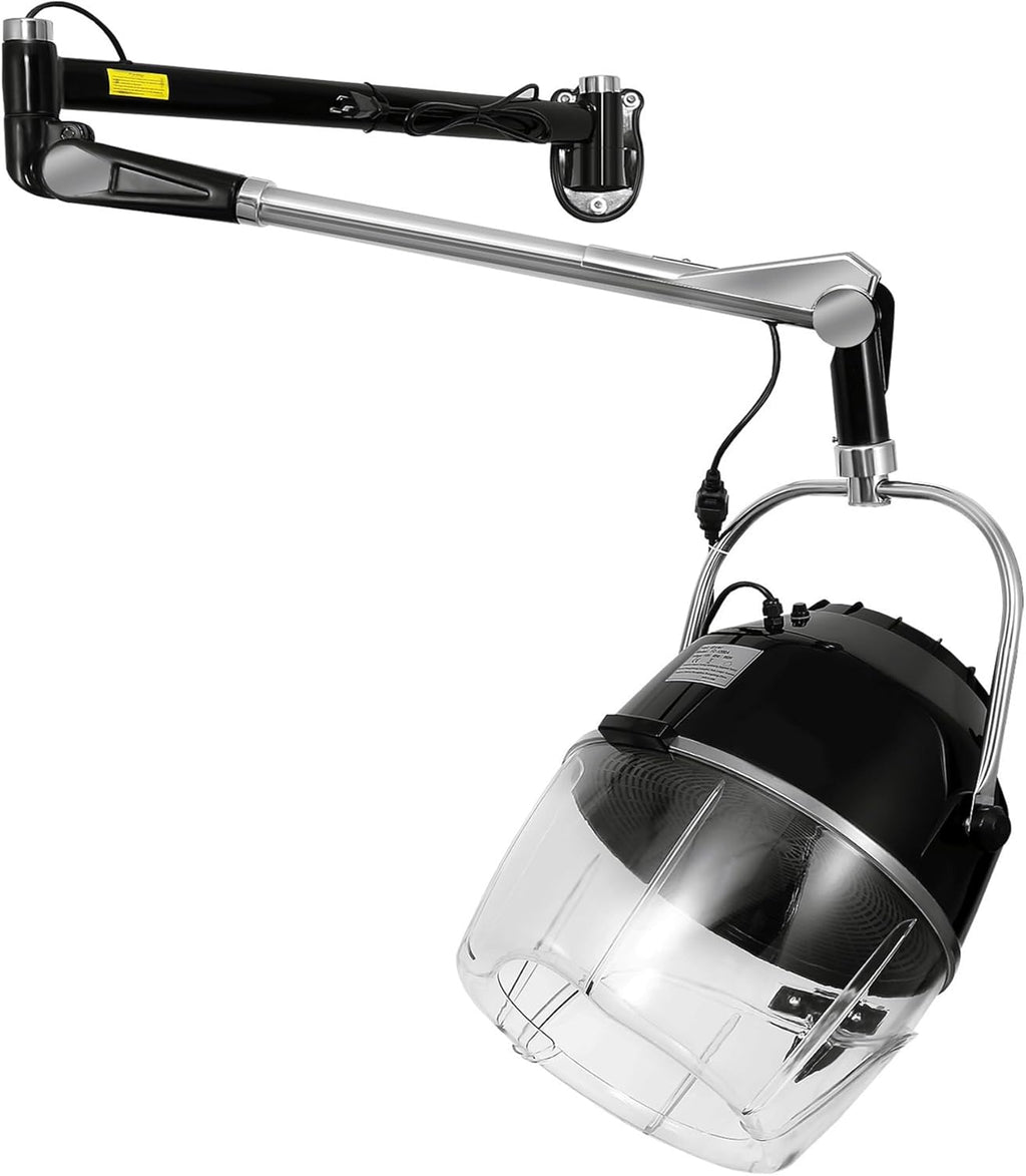 Professional 900W Wall Mounted Hair Dryer with Swivel Arm, Fast Hair Drying Low Noise for Salon, Adjustable Termperature 5-70°C Timer 0-60 Min Hairdryers Black