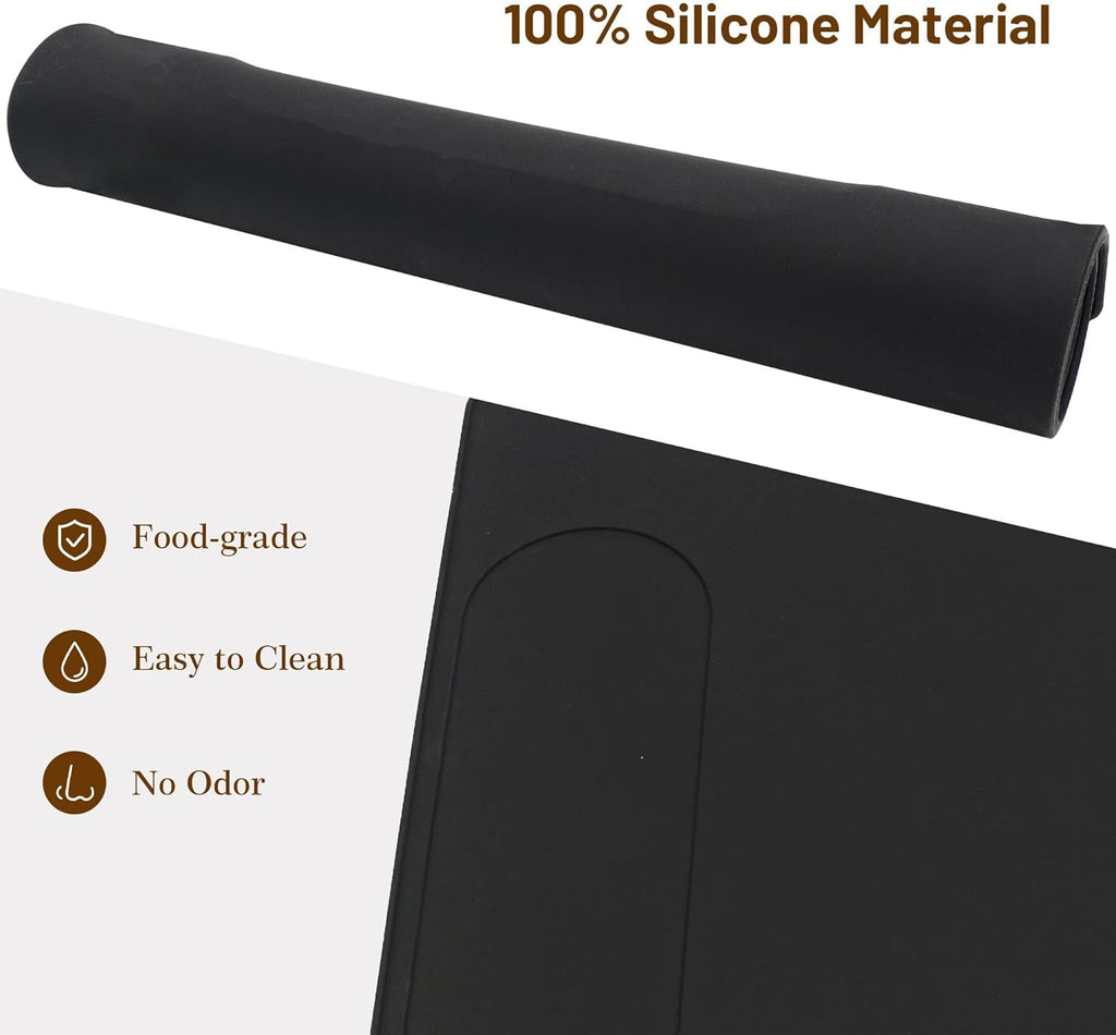 Coffee Machine Mat with Raised Edge, Black, 18.9" x 13.8" M73366