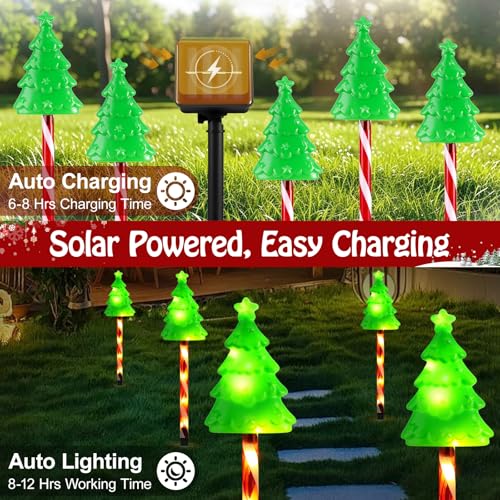 Solar Christmas Candy Cane Lights Outdoor, Pathway Stake Lights, 24 Pack G8137