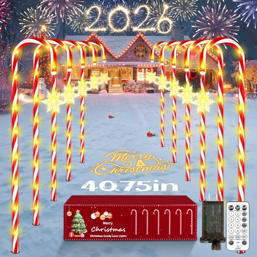 24 Pack Outdoor Christmas Candy Cane Lights 144LED Solar Pathway with Bowknot V1552