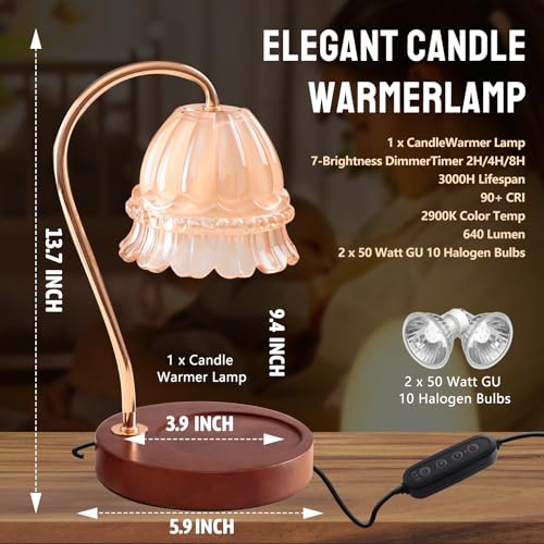 Candle Warmer Lamp with Dimmer and Timer for Jar Candles, Plug-in Wax Warmer for Home and Office H741