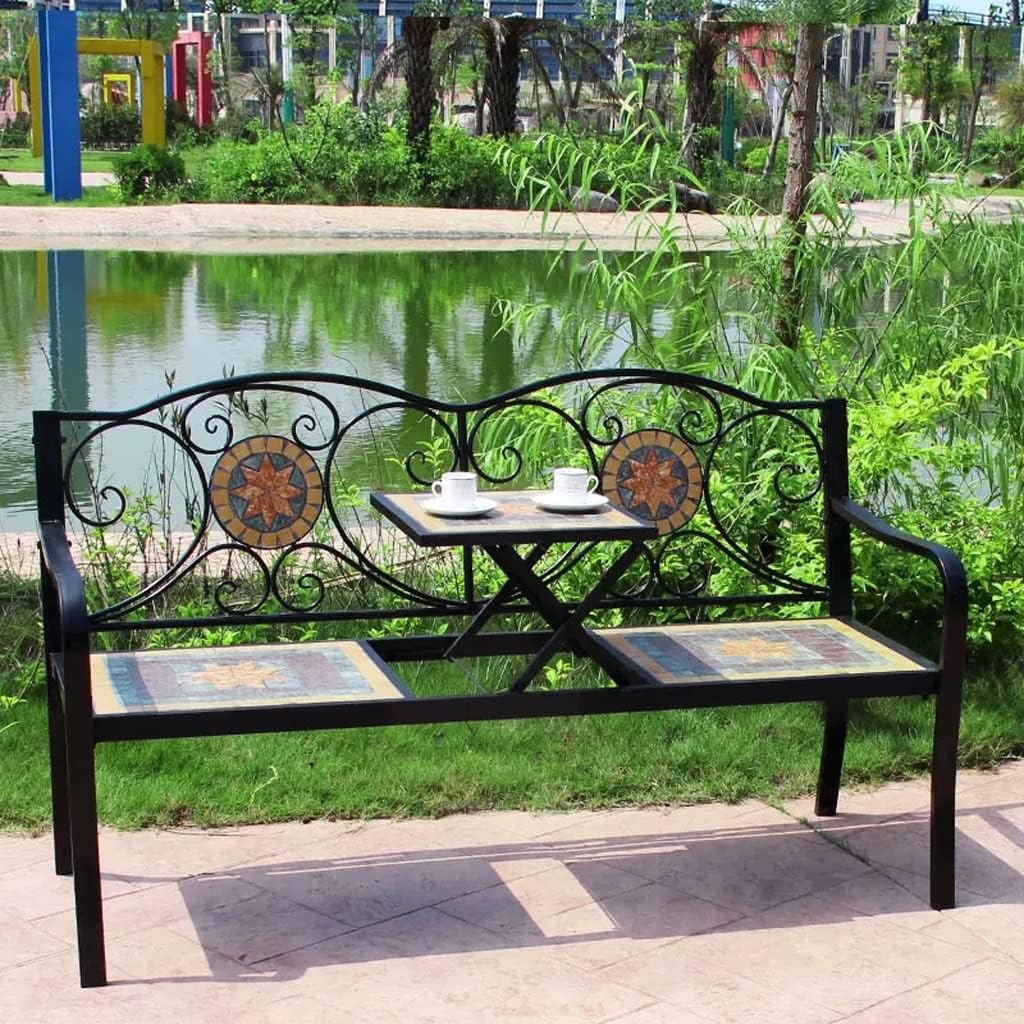 Wrought Iron Outdoor Bench for Garden Balcony Terrace R4553