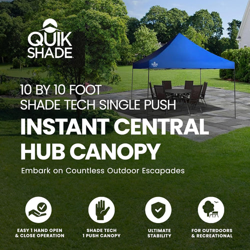 10 x 10 Pop Up Canopy Tent, 1-Person Setup, Portable Outdoor Shelter, Blue A34599