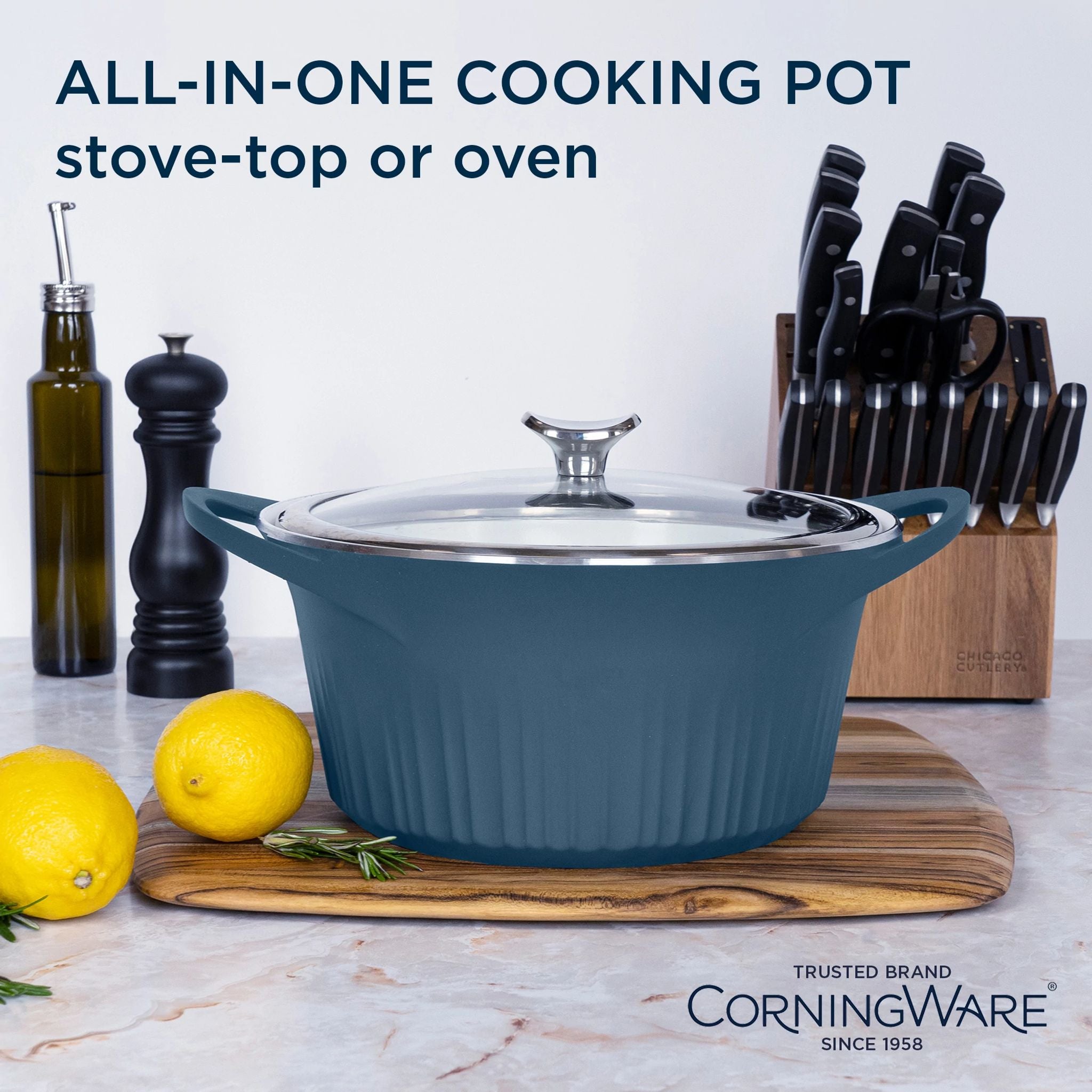 5.5-Quart Dutch Oven with Lid, French Navy M29198