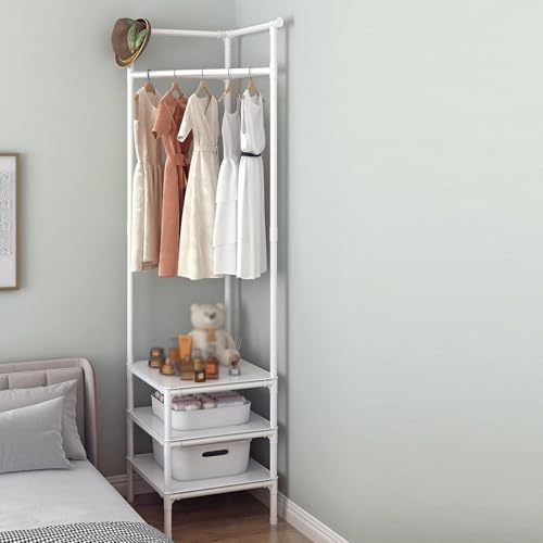 Corner Coat Rack, 3-Tier Hall Tree Stand with Storage, Gray O738