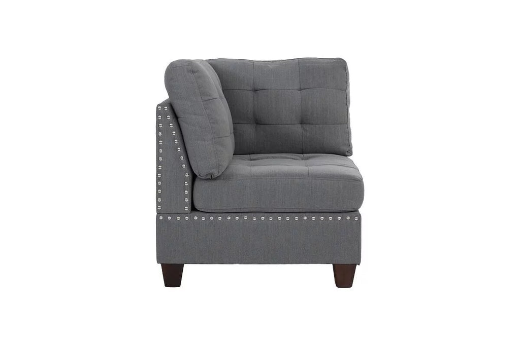 Gray Fabric Tufted 6pc U-Sectional Couch with Ottomans D12488