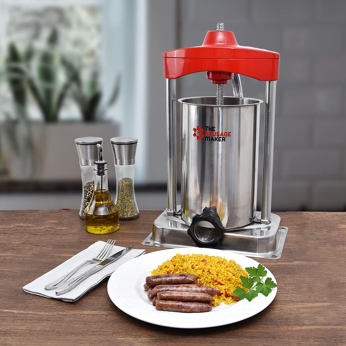 Heavy Duty Vertical Sausage Stuffer with Stuffing Tubes, Stainless Steel Frame W2676
