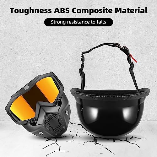 Motorcycle Half Helmet with Face Shield, DOT Approved Retro Style X5103