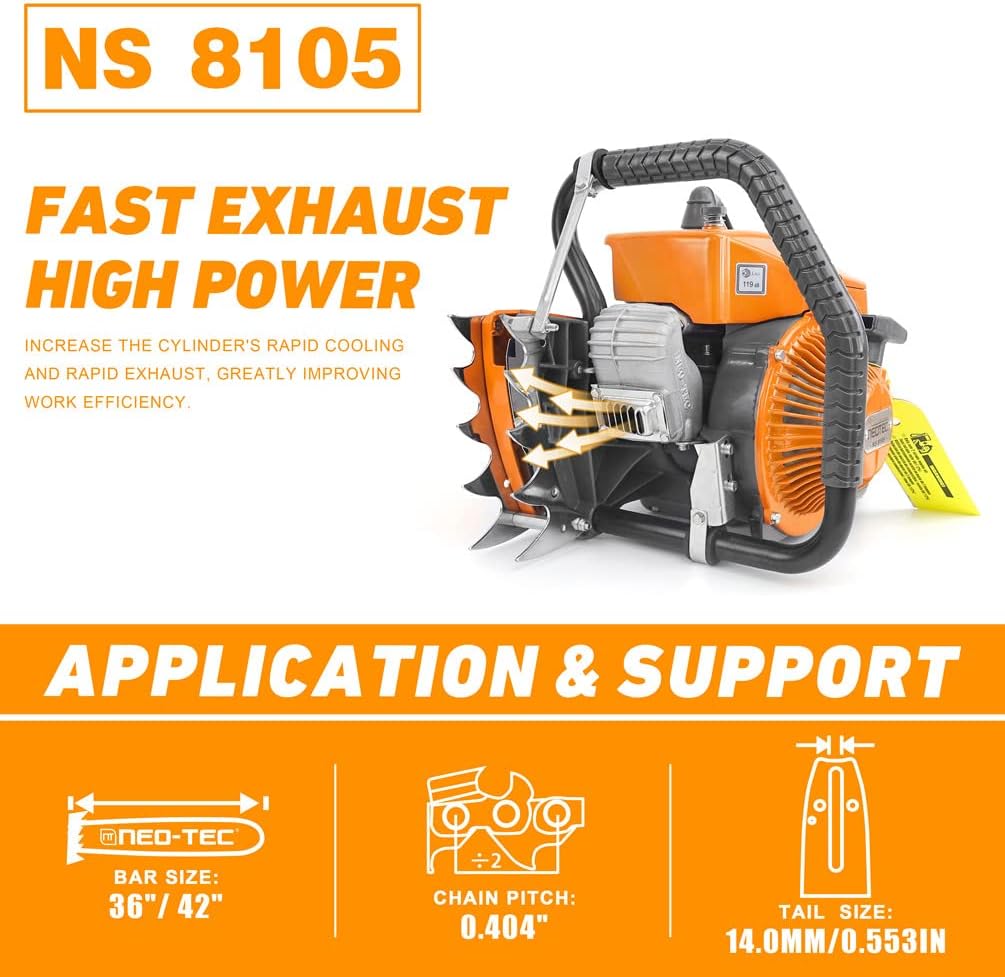36 inch Gas Chainsaw 105cc with Guide Bar Chain E5635