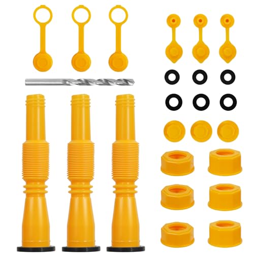 33 Pcs Gas Can Spout Replacement Kit,Gas Can Spout Replacement Fits 5 Gallon Gasoline Cans,with Flexible Nozzles,Screw Collar Caps