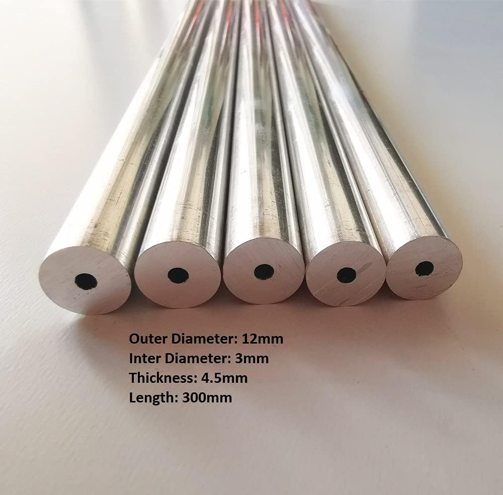 Aluminum Tube 12mm OD 3mm ID 300mm Length for DIY Crafts X909831