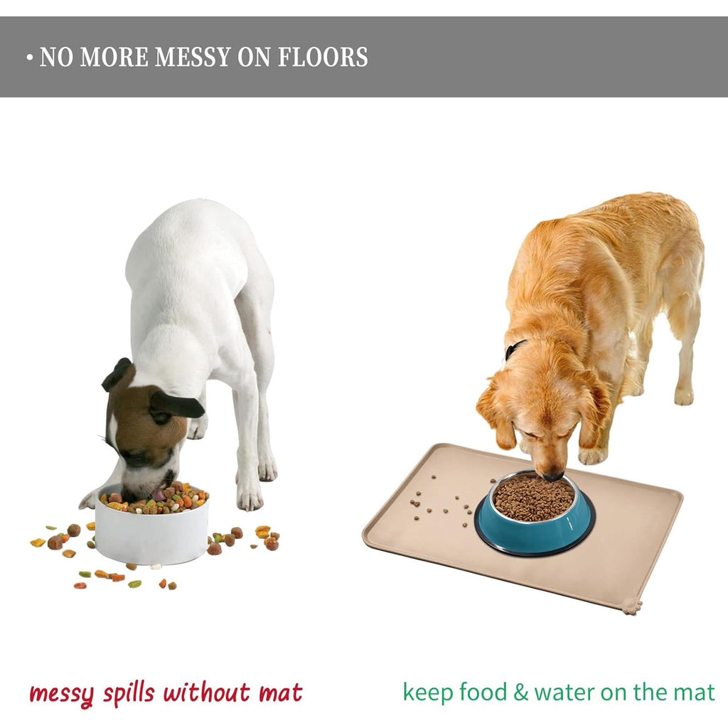 Waterproof Pet Feeding Mat with Raised Edges for Cats and Dogs O303589
