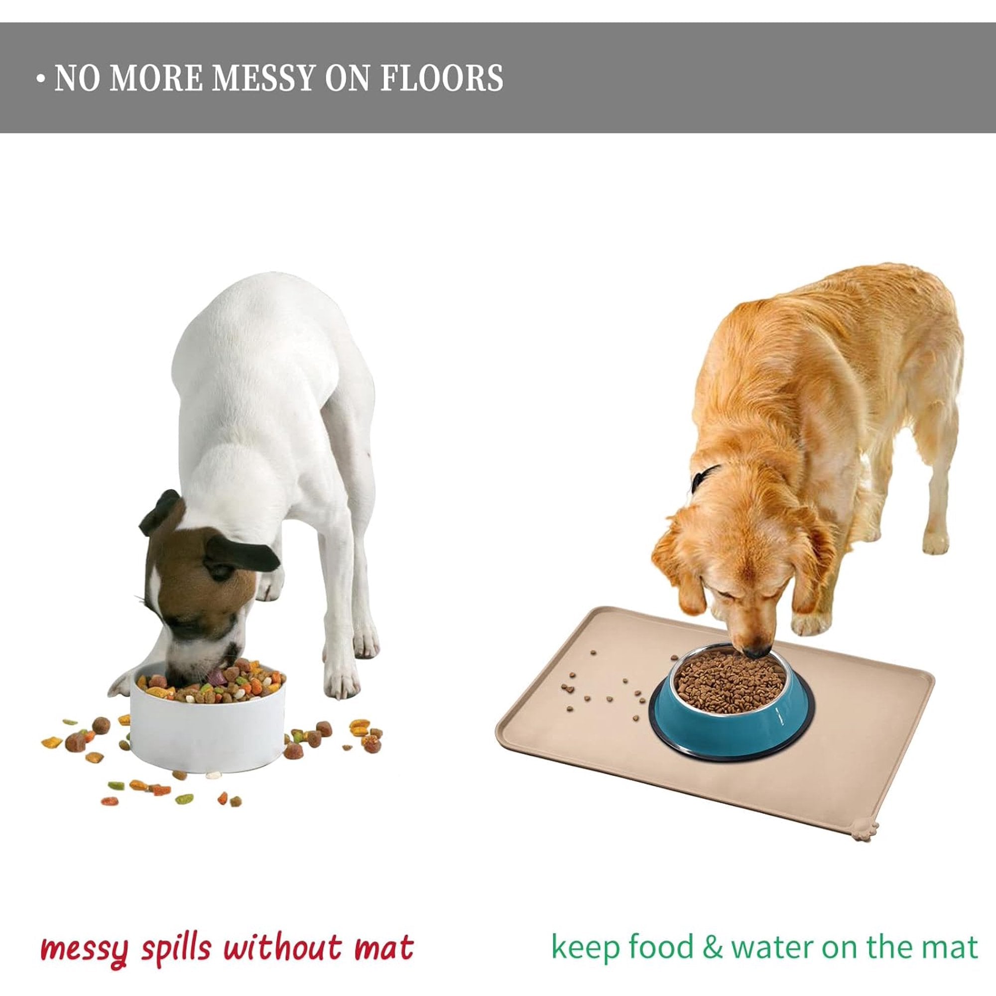 Waterproof Pet Feeding Mat with Raised Edges for Cats and Dogs O303589
