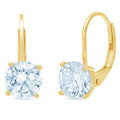 Clara Pucci 3 ct Brilliant Round Cut Drop Dangle VVS1 Genuine Conflict free Blue Natural Swiss Blue Topaz Real Stamped Solid 18K Yellow Gold Earrings Lever Back