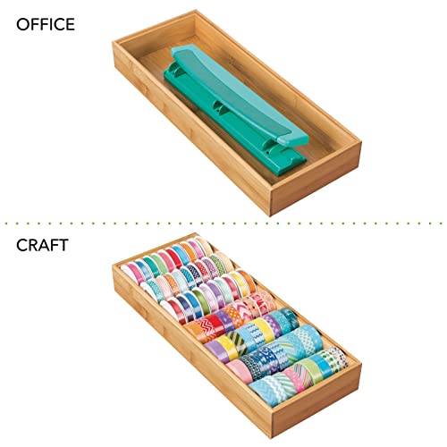 Wooden Bamboo Drawer Organizer - 12" Stackable Storage Tray for Kitchen Utensils and Flatware, 2 Pack P51902