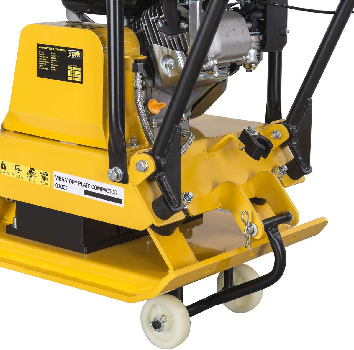 6.5hp Walk Behind Plate Compactor 2248lbs Force Foldable Handle S6932